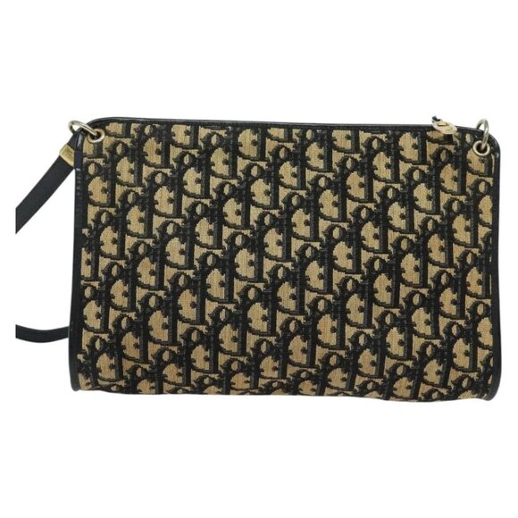 Christian Dior Trotter Canvas Shoulder Bag Navy Gold Auth 141703 - Picture 3 of 16